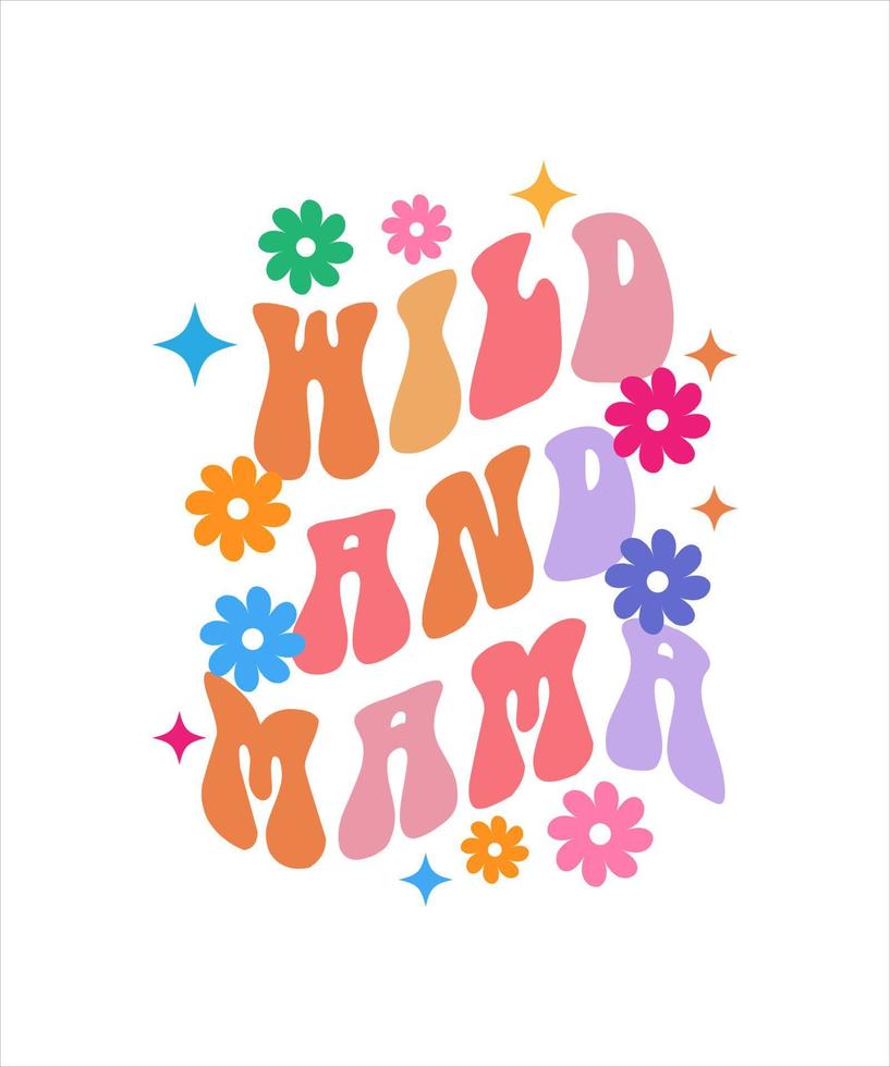 groovy vintage, vector de ilustración gráfica de diseño de impresión de camiseta de tipografía. diseño floral de adorno de margarita.