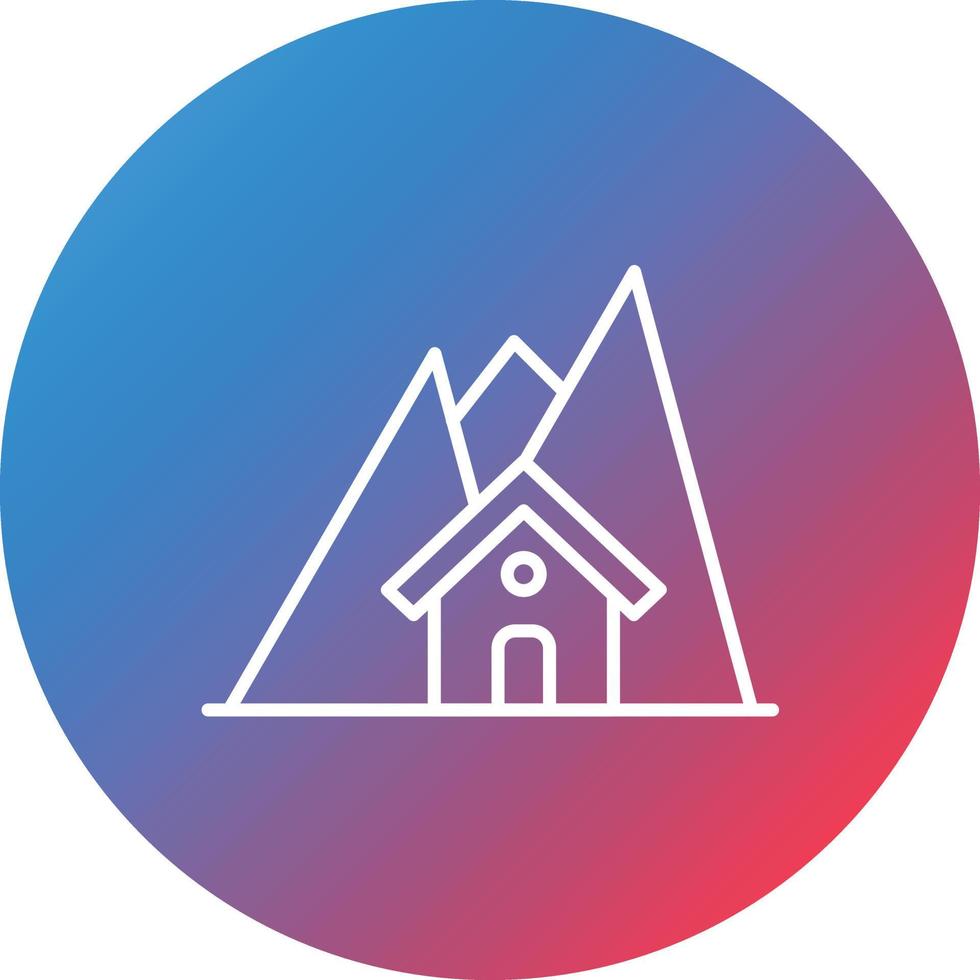 Mountain House Line Gradient Circle Background Icon vector