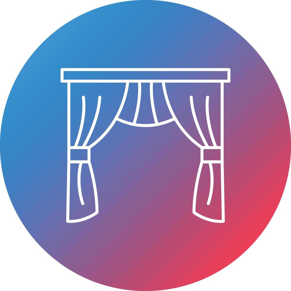 Curtains Line Gradient Circle Background Icon vector
