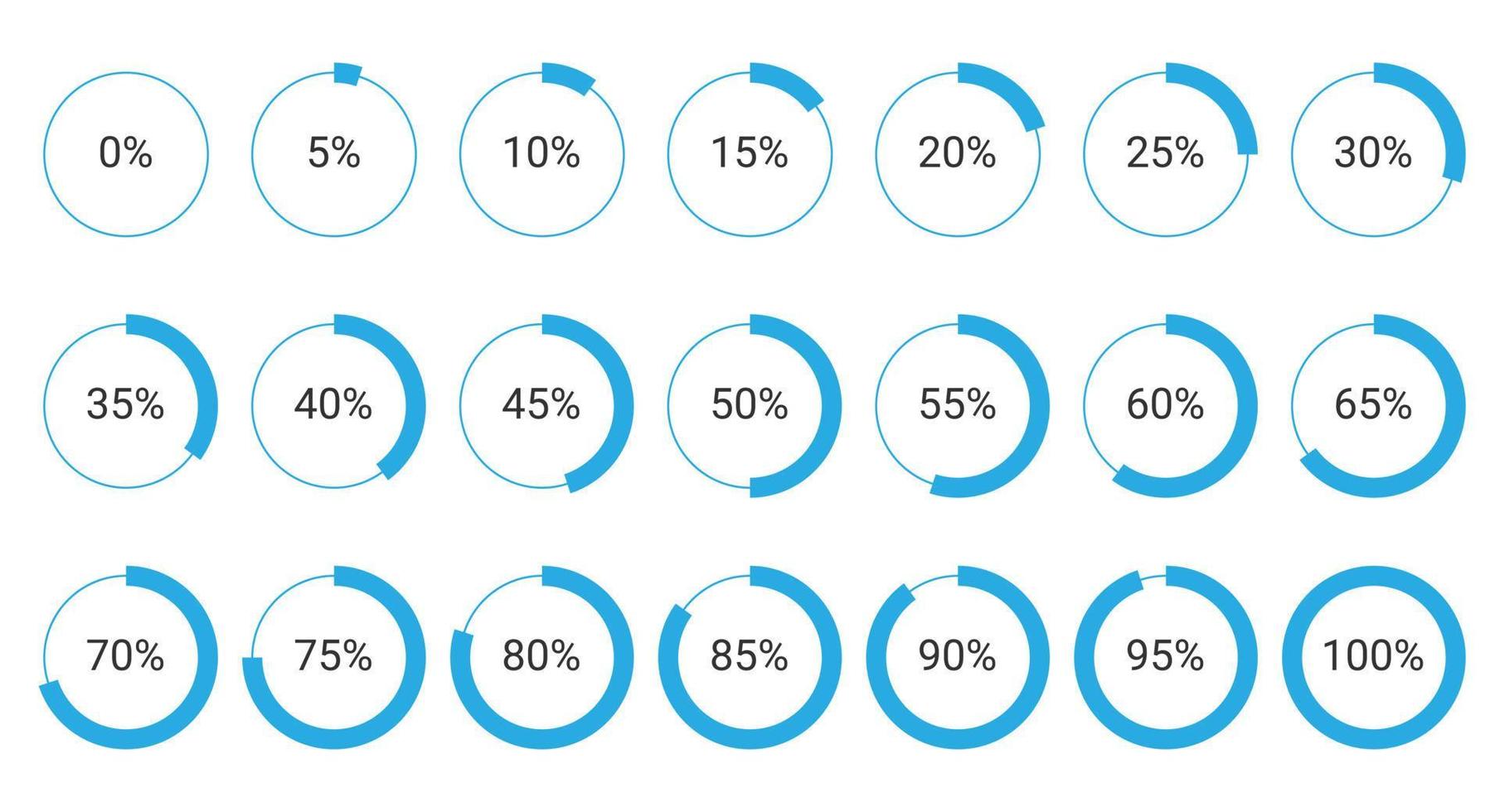 Set of circle percentage diagrams from 0 to 100 for infographic, UI ...