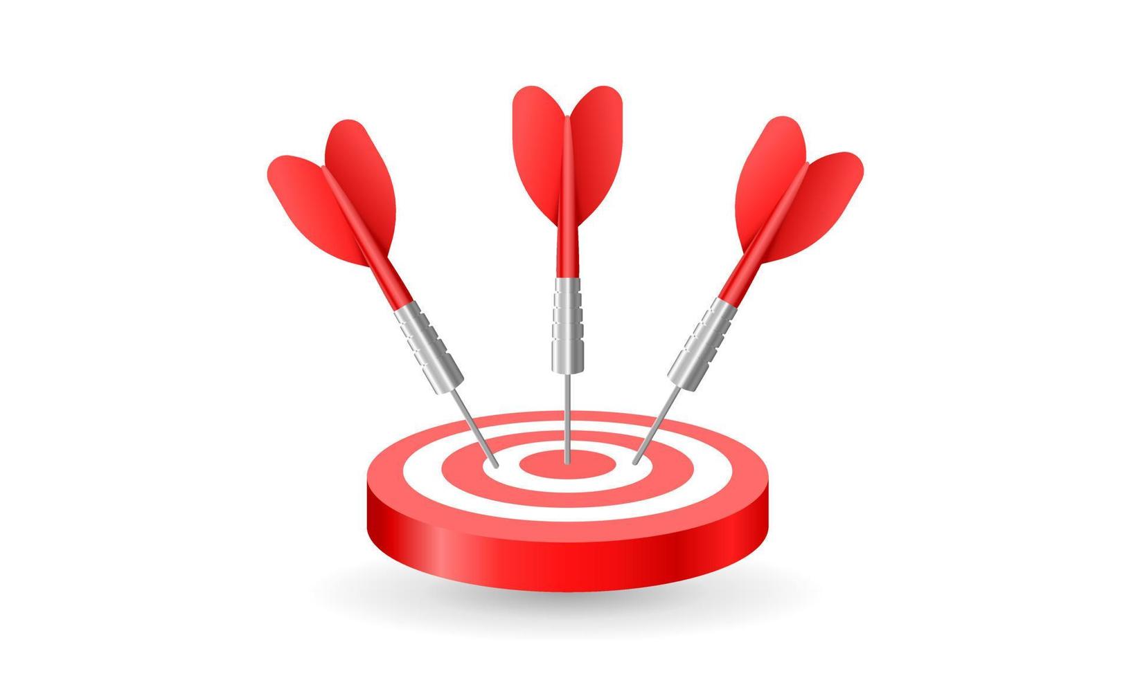 Red circle bullseye with darts. Vector illustration.