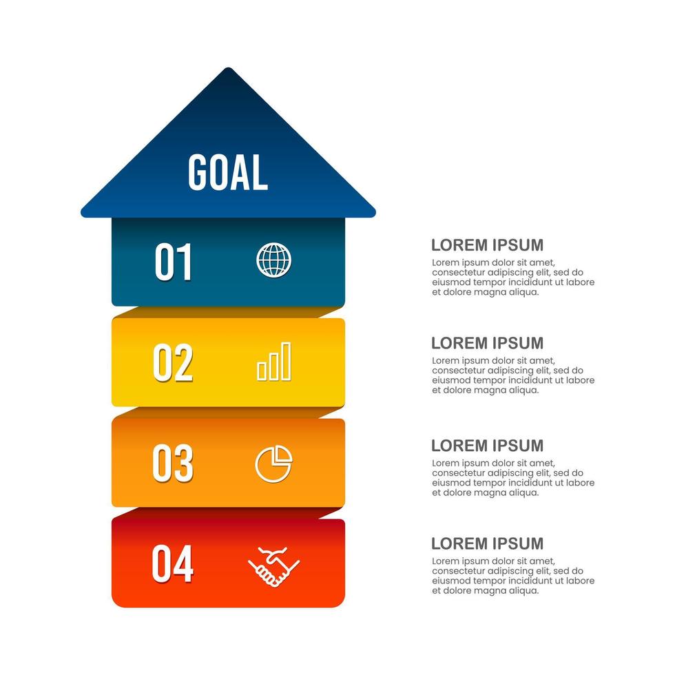Infographic arrow 4 steps to success. vector