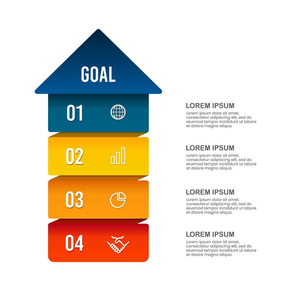 flecha infográfica 4 pasos para el éxito. vector