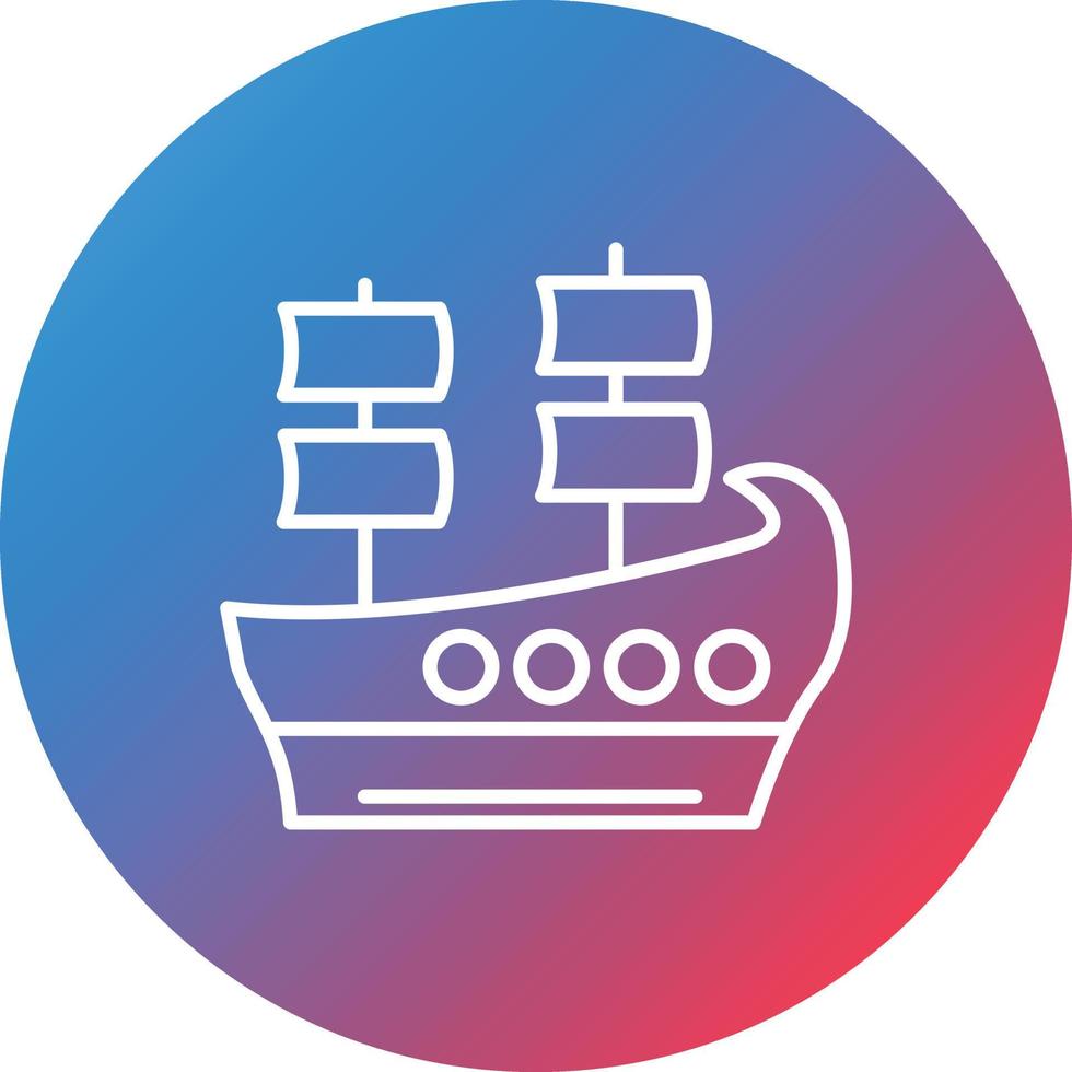 Galleon Line Gradient Circle Background Icon vector