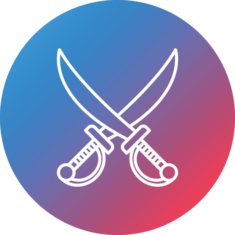 Pirate Knife Line Gradient Circle Background Icon vector