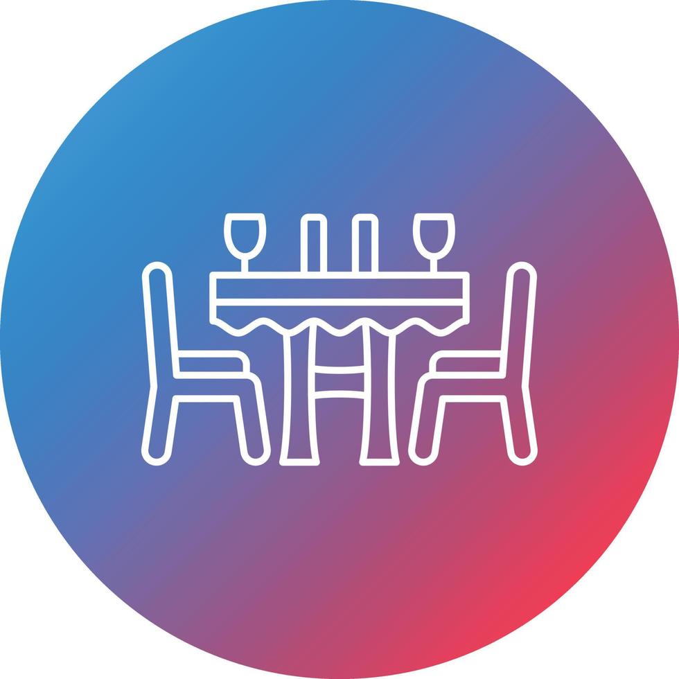 Dinner Table Line Gradient Circle Background Icon vector