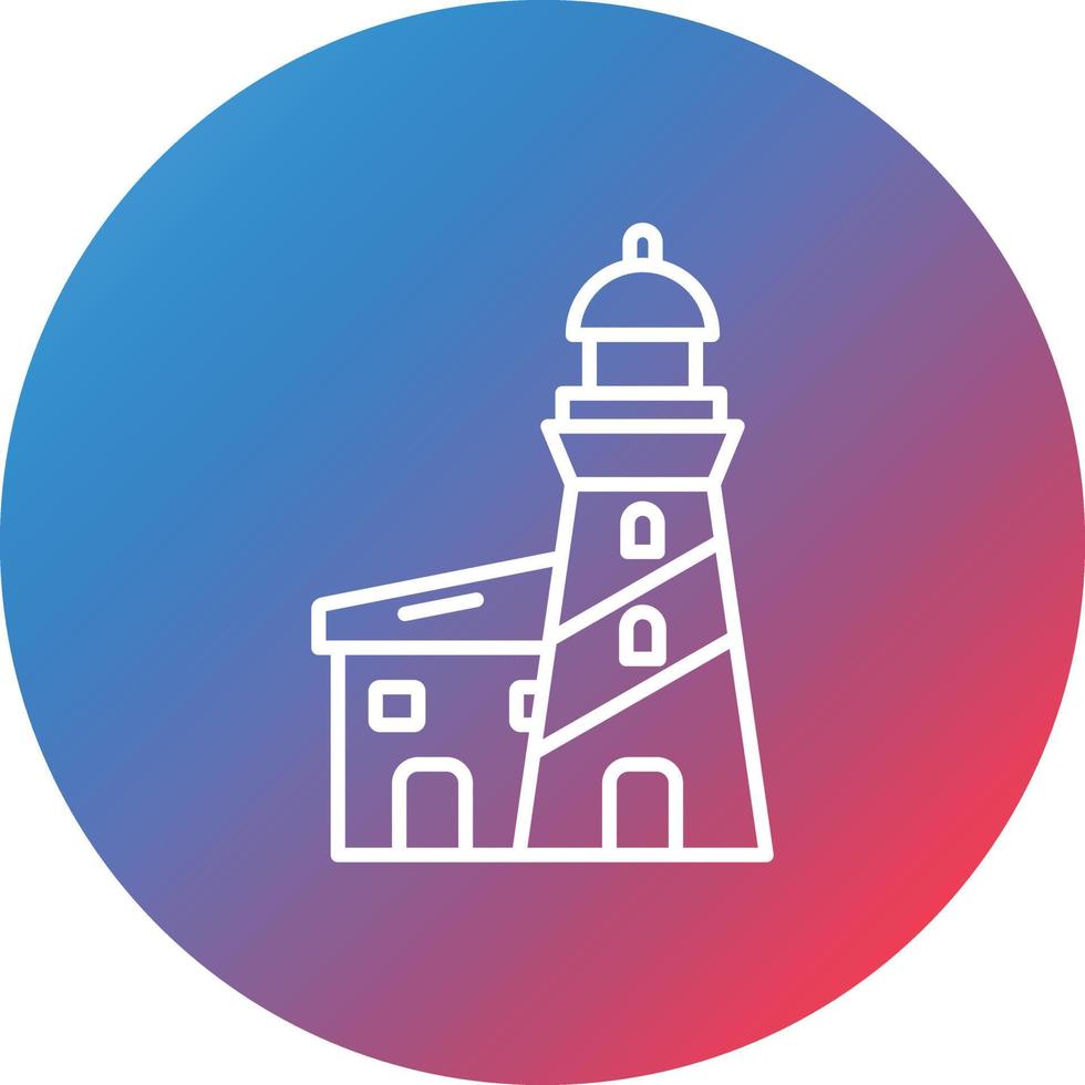 Lighthouse Line Gradient Circle Background Icon vector