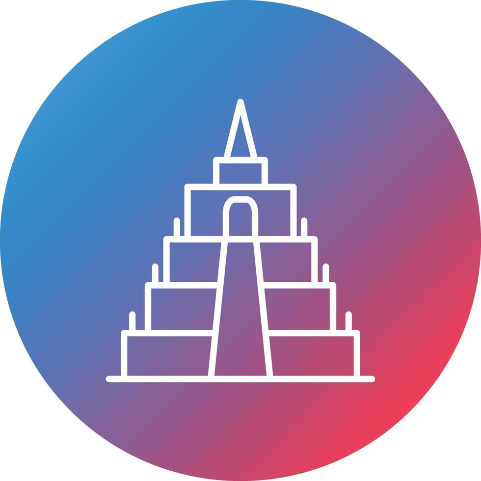Borobudur Line Gradient Circle Background Icon vector