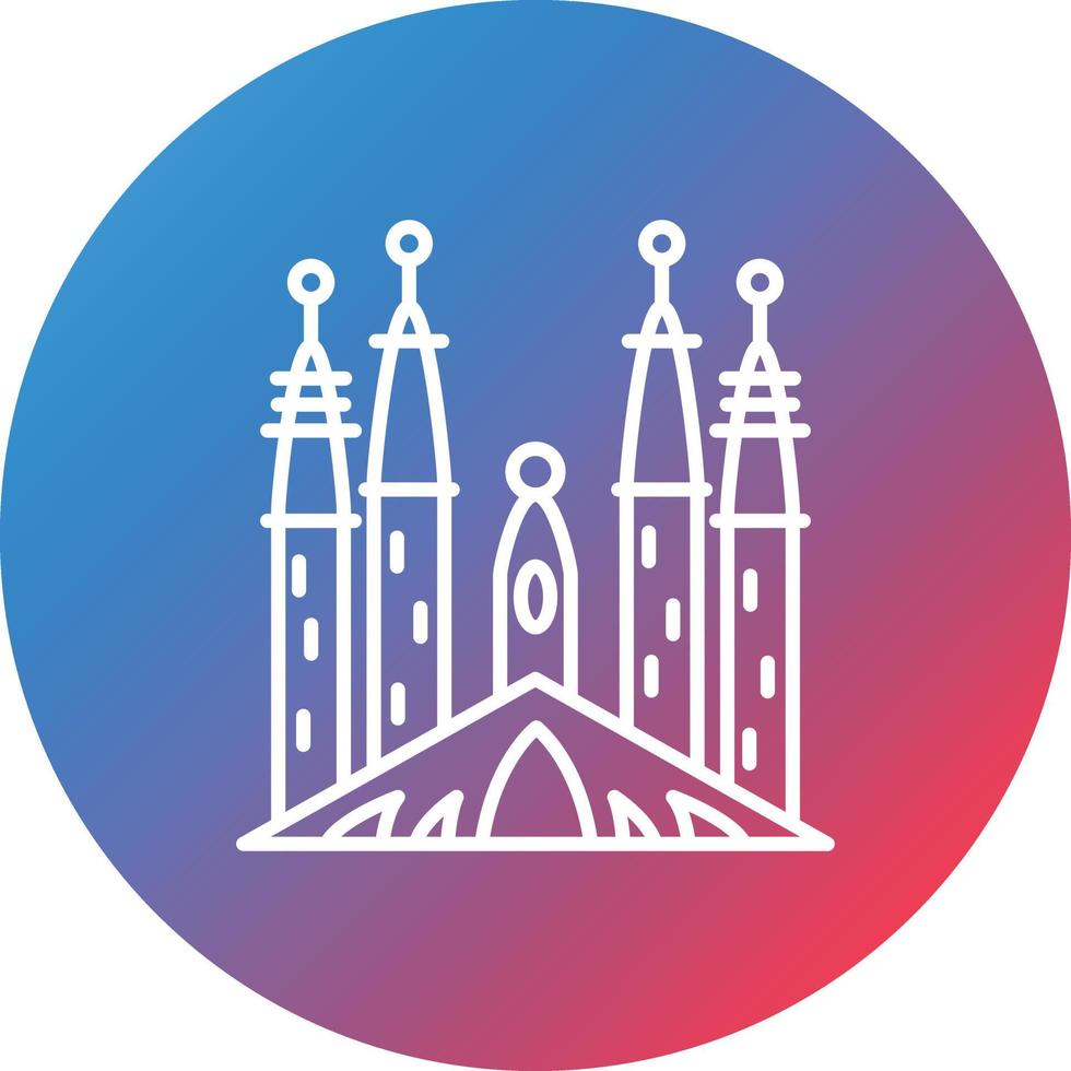 Sagrada Familia Line Gradient Circle Background Icon vector