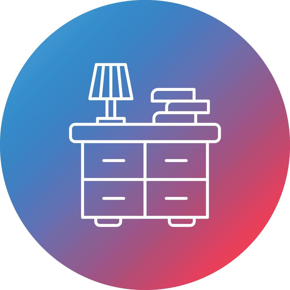 Bedside Table Line Gradient Circle Background Icon vector