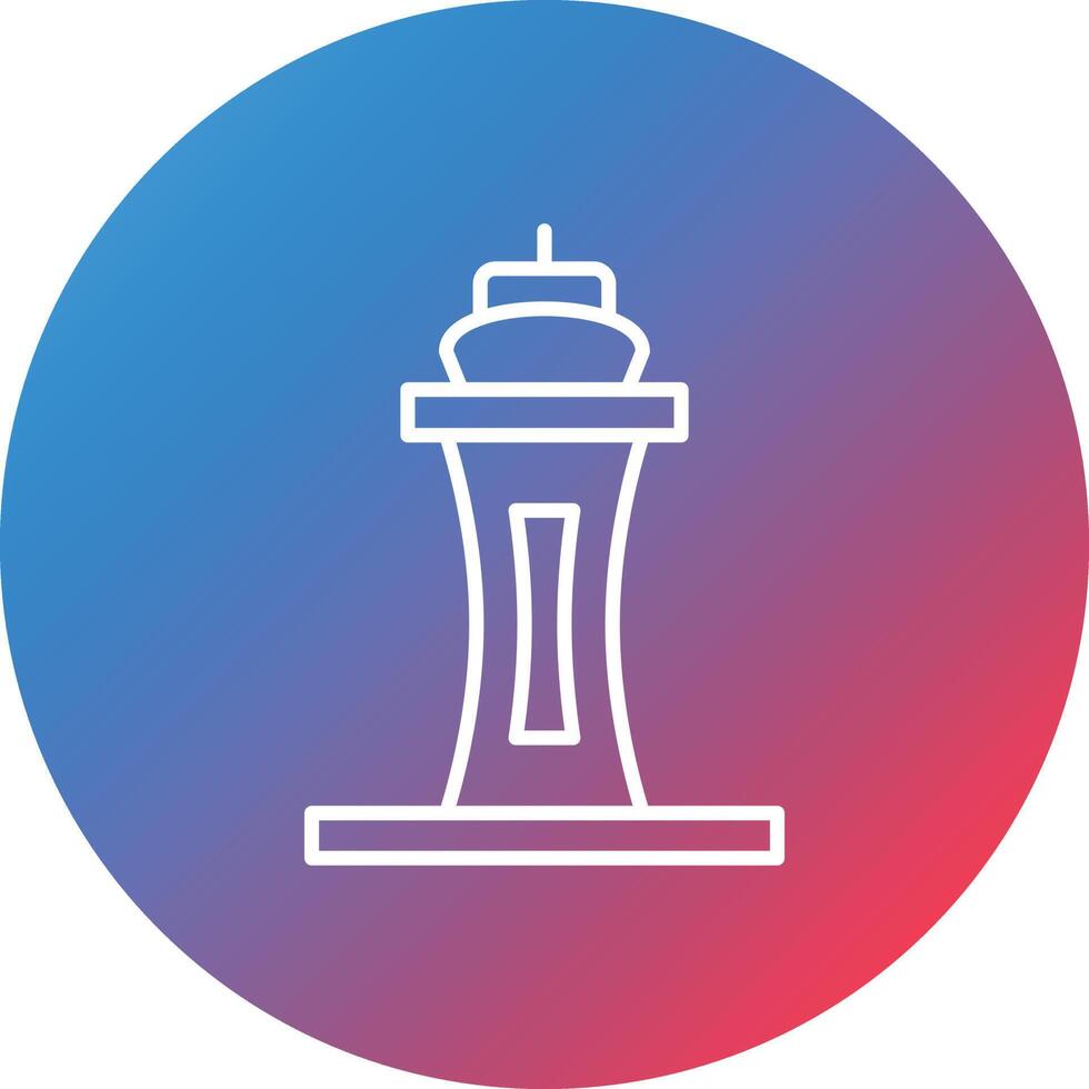 Space Needle Line Gradient Circle Background Icon vector