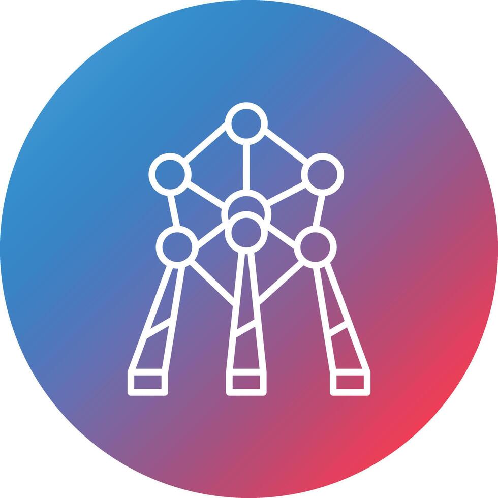 Atomium Line Gradient Circle Background Icon vector