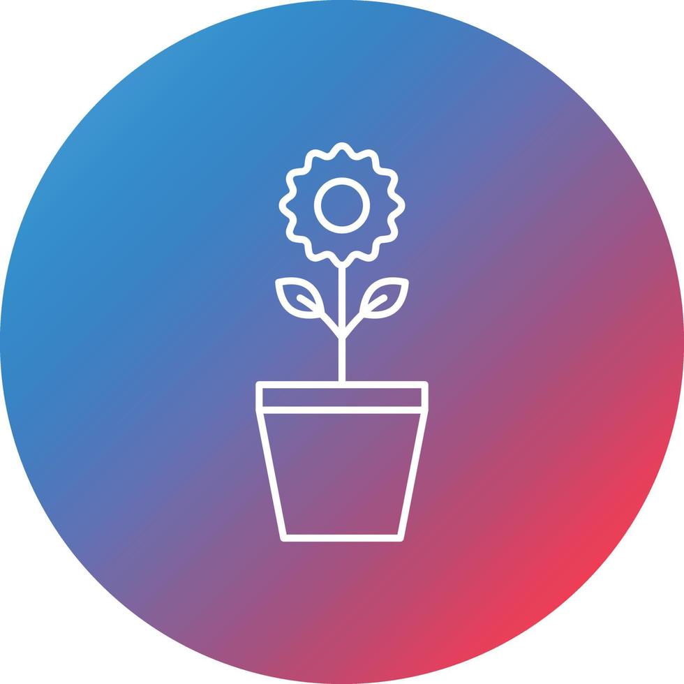 Plant Pot Line Gradient Circle Background Icon vector