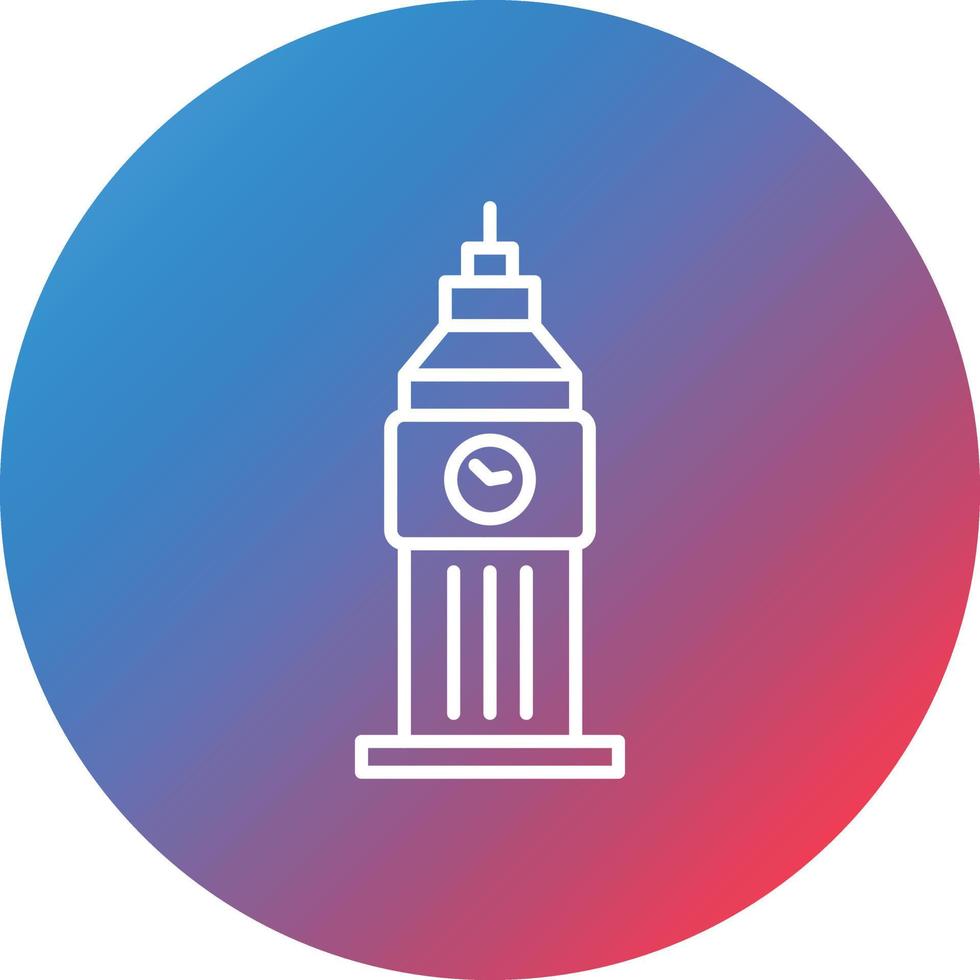 Big Ben Line Gradient Circle Background Icon vector