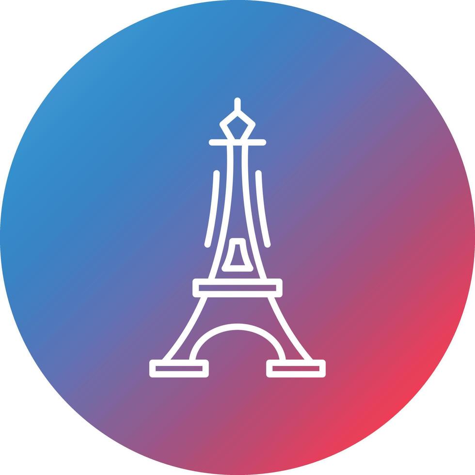 Eiffel Tower Line Gradient Circle Background Icon vector