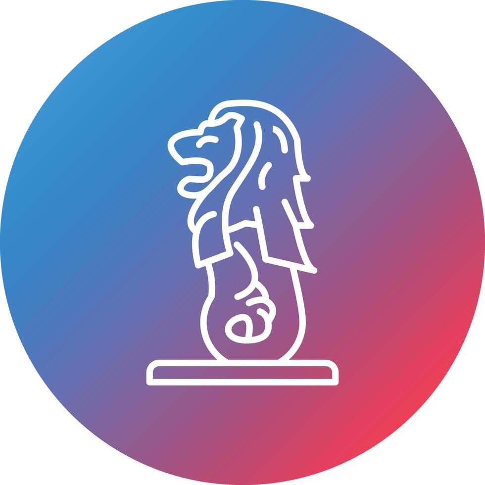 icono de fondo de círculo degradado de línea merlion vector