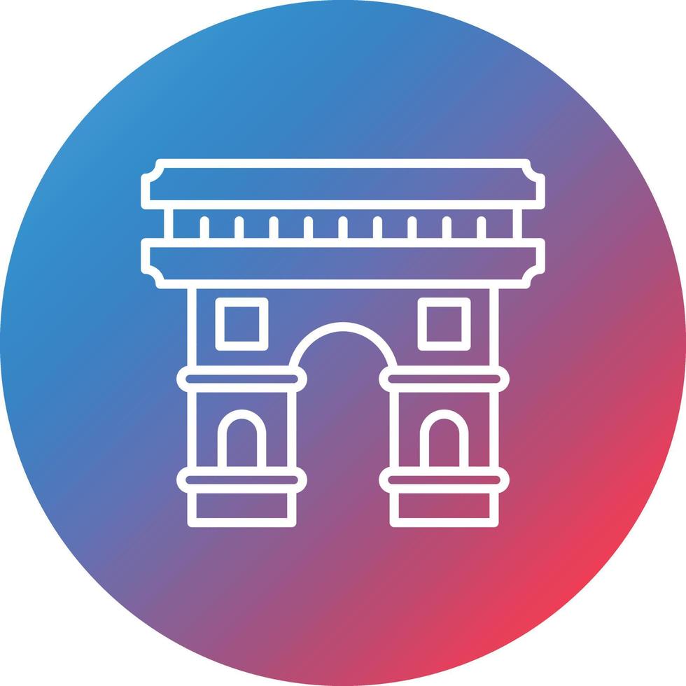 Arc De Triomphe Line Gradient Circle Background Icon vector