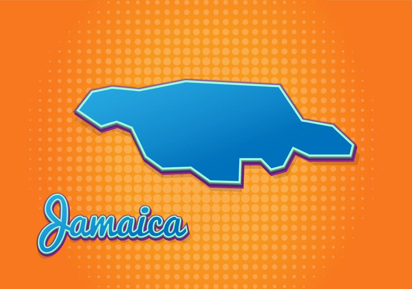 Retro map of jamaica with halftone background. Cartoon map icon in comic book and pop art style. Cartography business concept. Great for kids design,educational game,magnet or poster design. vector