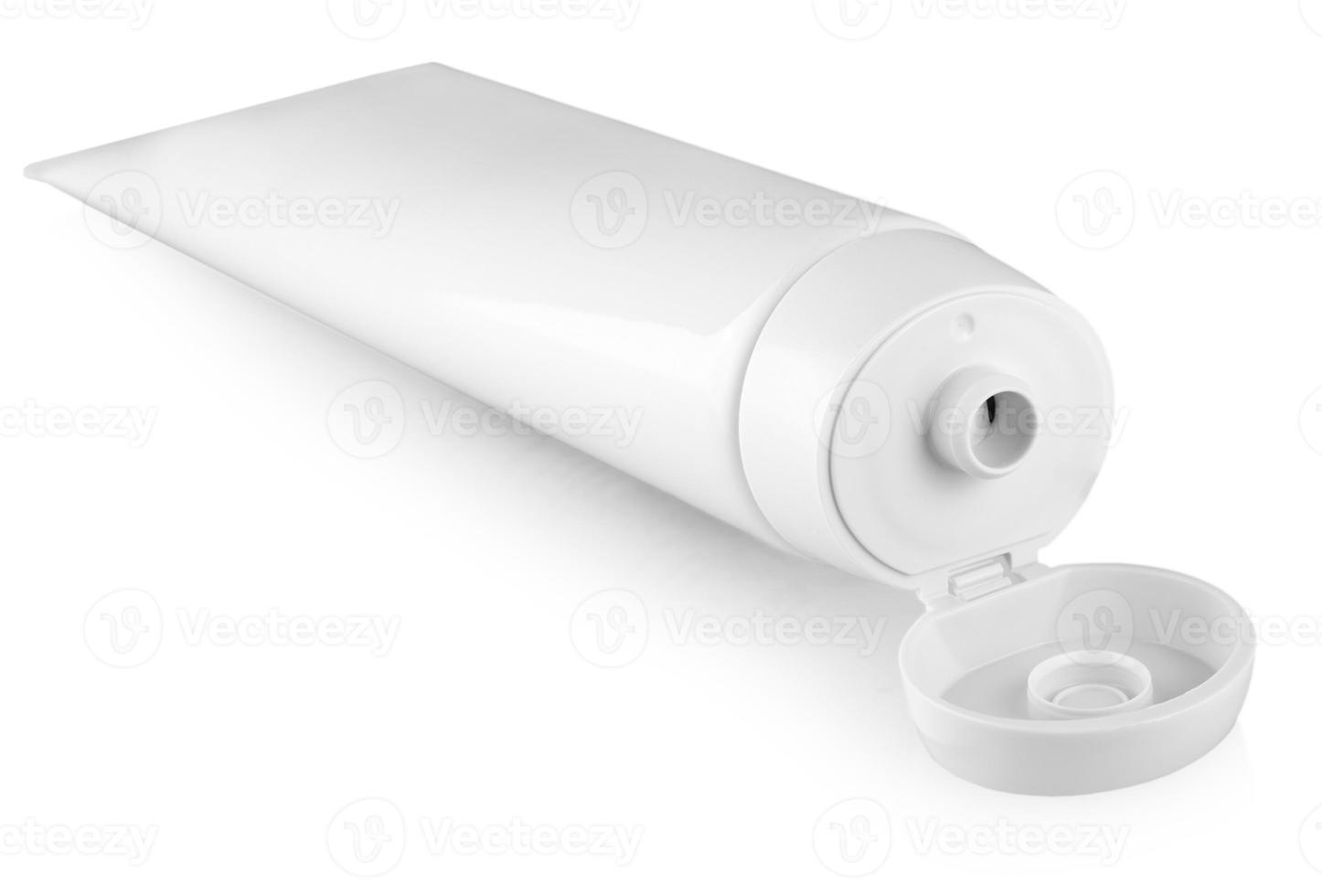 The tube female cream on white background photo