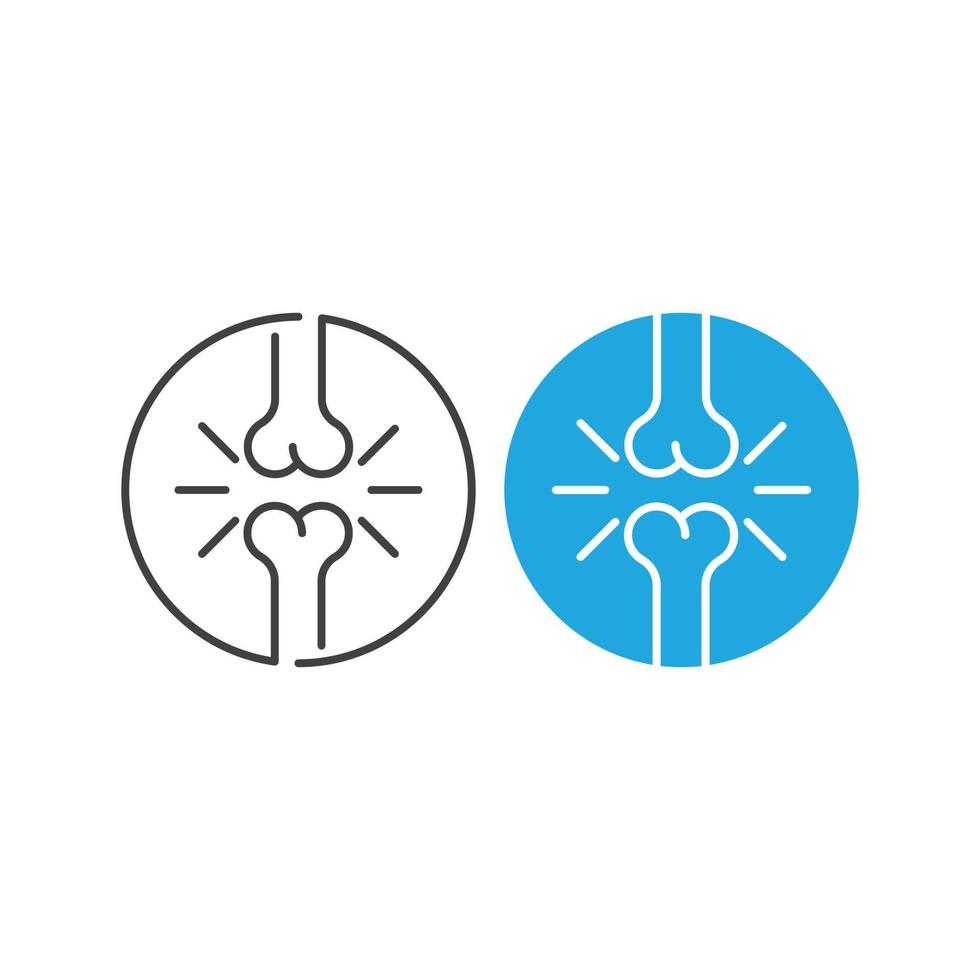 Knee joint pain, ache of Knee,leg Skeleton, arthritis, osteoporosis. Vector icon