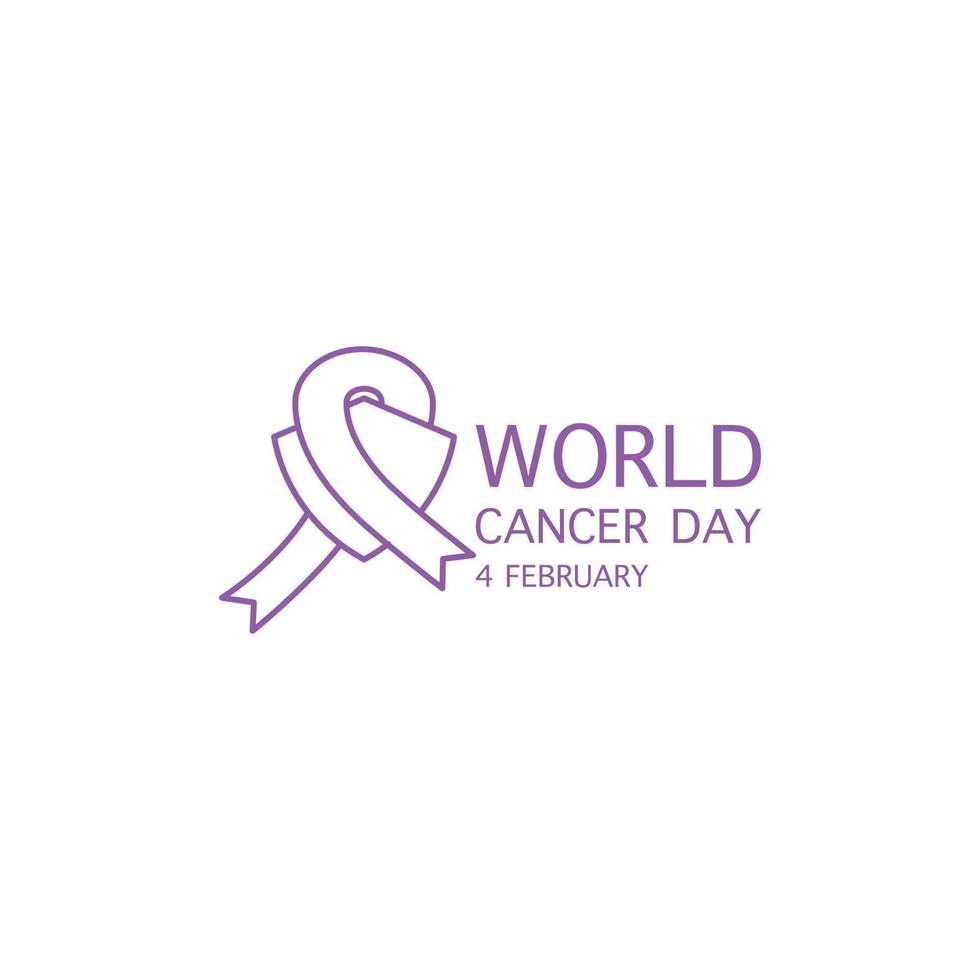 Violet ribbon, world cancer day, protect. Vector icon