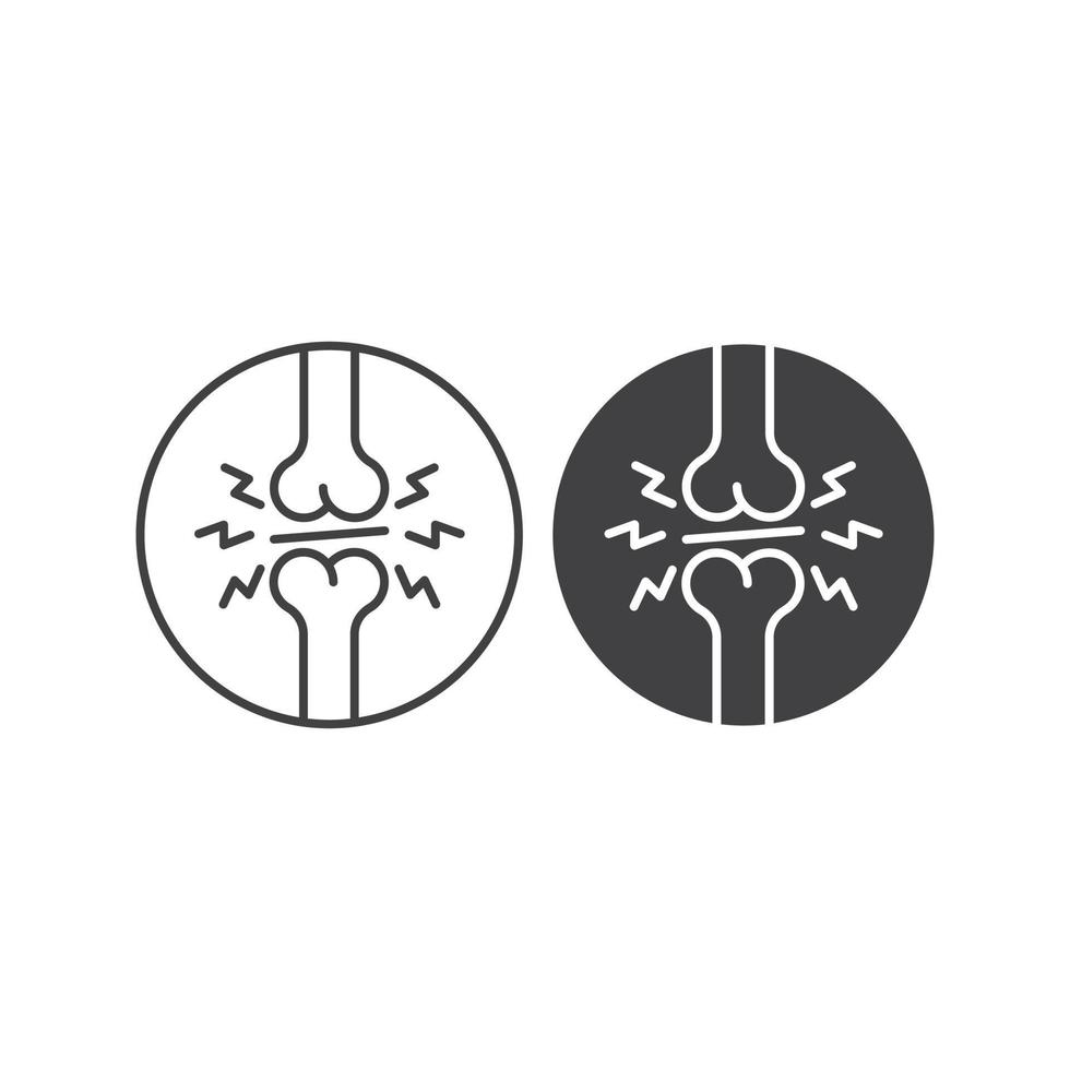 Arthritis, Knee joint inside circle line art style. Vector icon