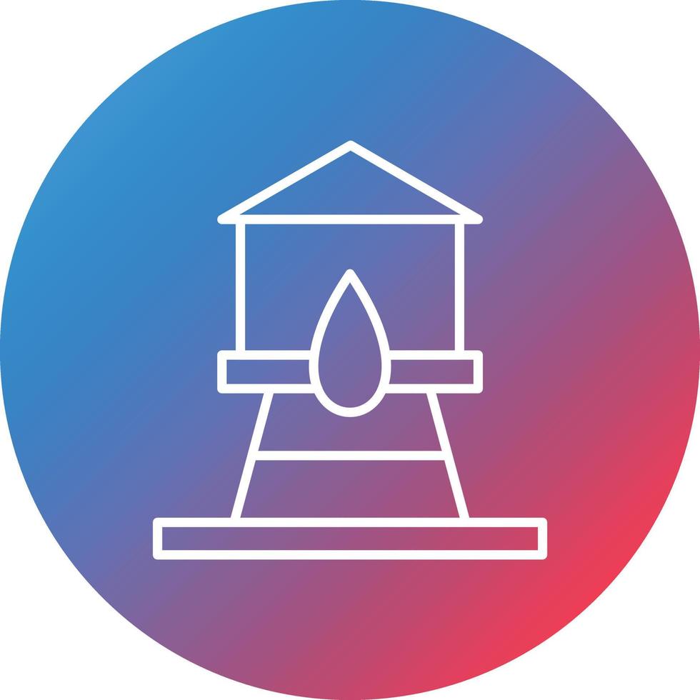 Water Tower Line Gradient Circle Background Icon vector