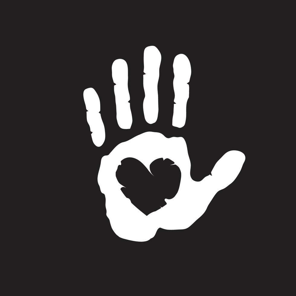 human hand print with heart vector