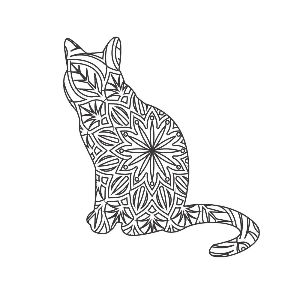 Animal mandala coloring page for kids and adult vector