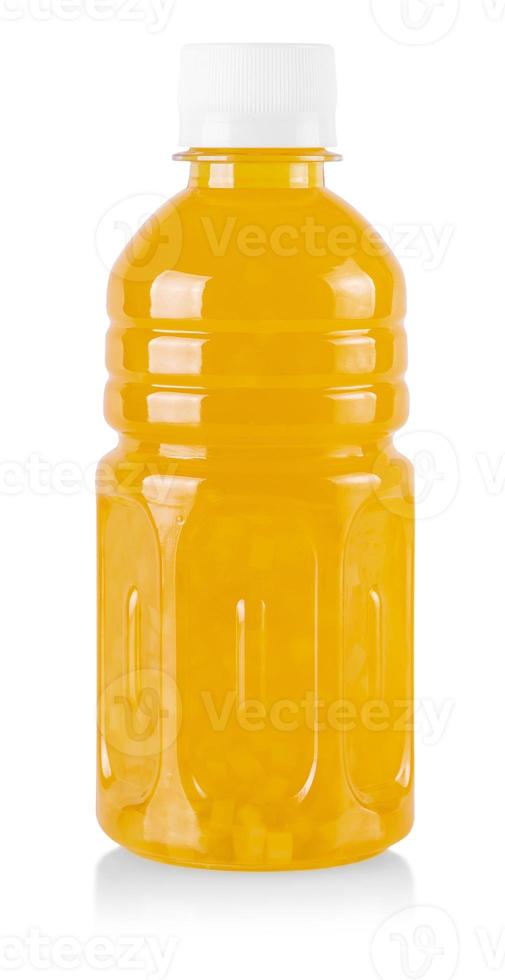 Orange juice in a plastic container jug isolated on a white background. photo