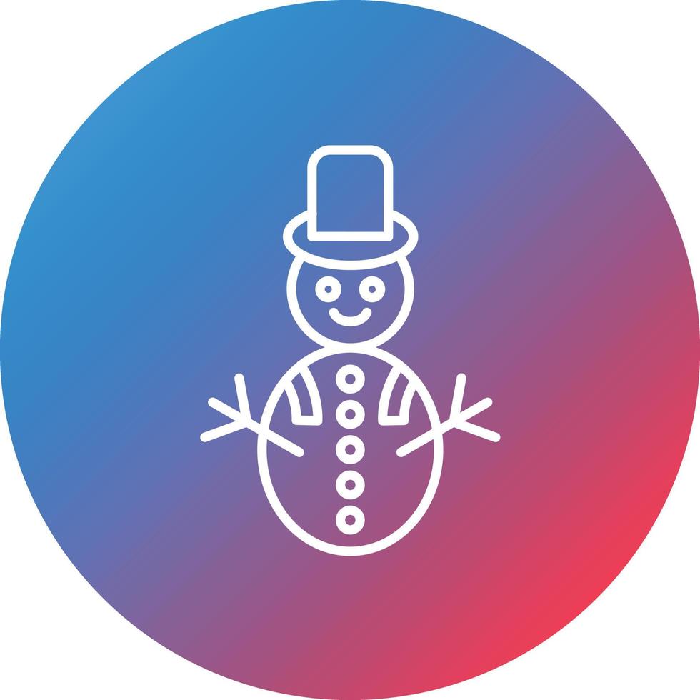 Snowman Line Gradient Circle Background Icon vector