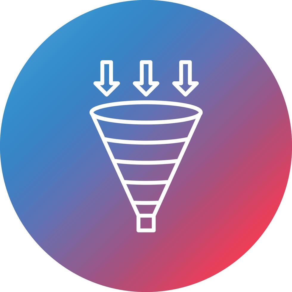 Funnel Chart Line Gradient Circle Background Icon vector