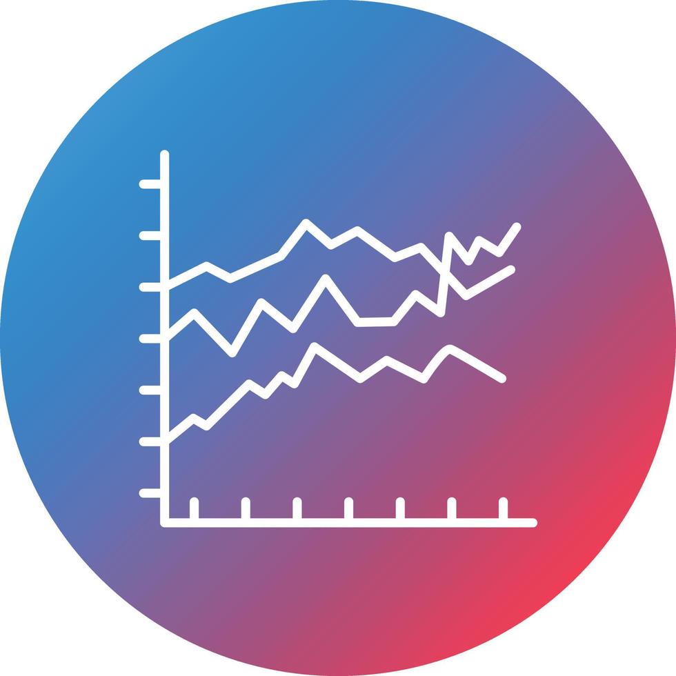 Filled Graph Line Gradient Circle Background Icon vector