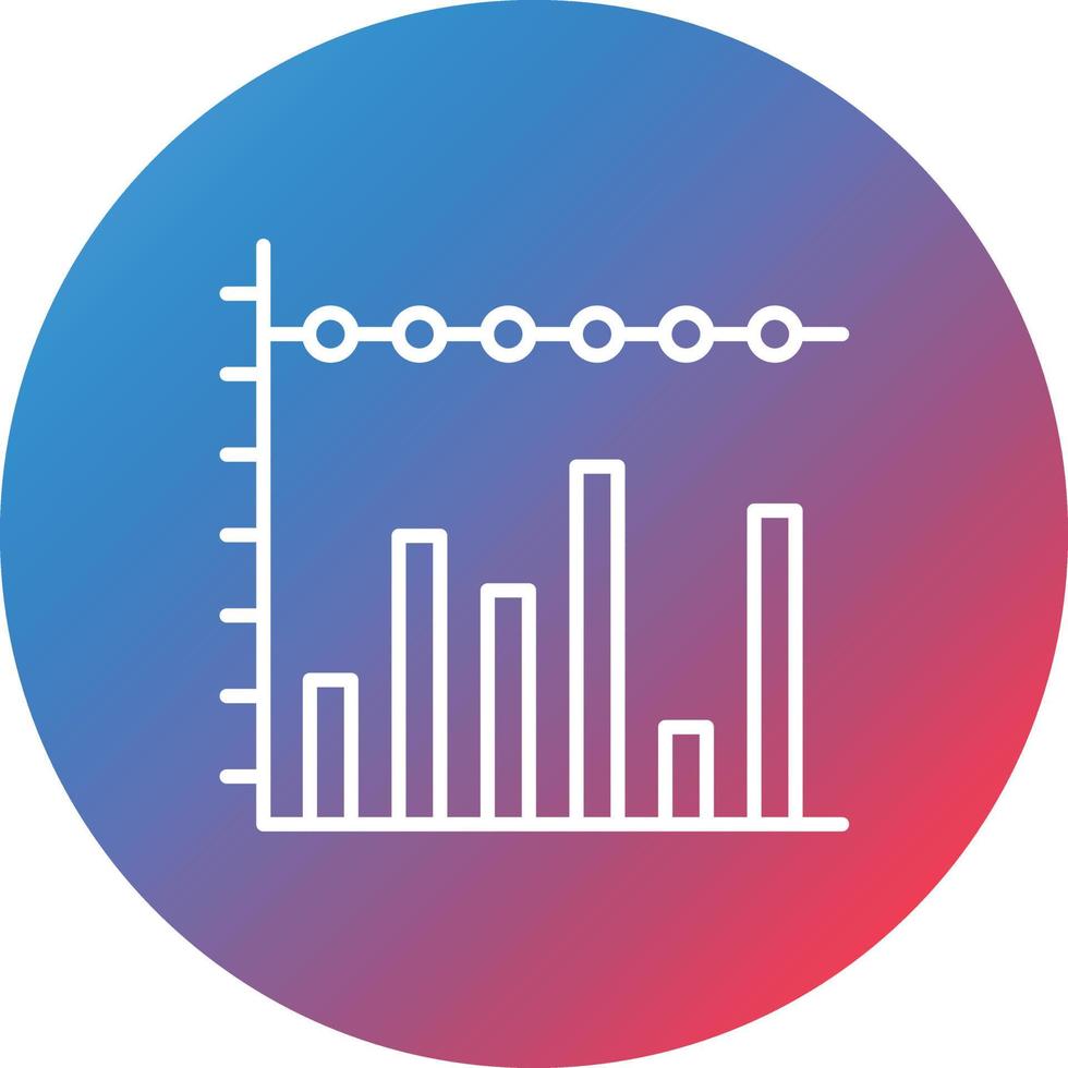 Stacked Bar Chart Line Gradient Circle Background Icon vector