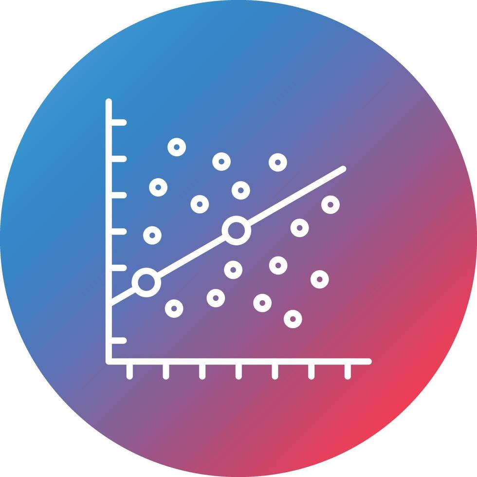 icono de fondo de círculo de gradiente de línea de diagrama de dispersión vector