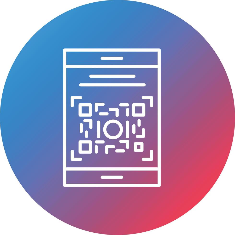 QR Code Line Gradient Circle Background Icon vector