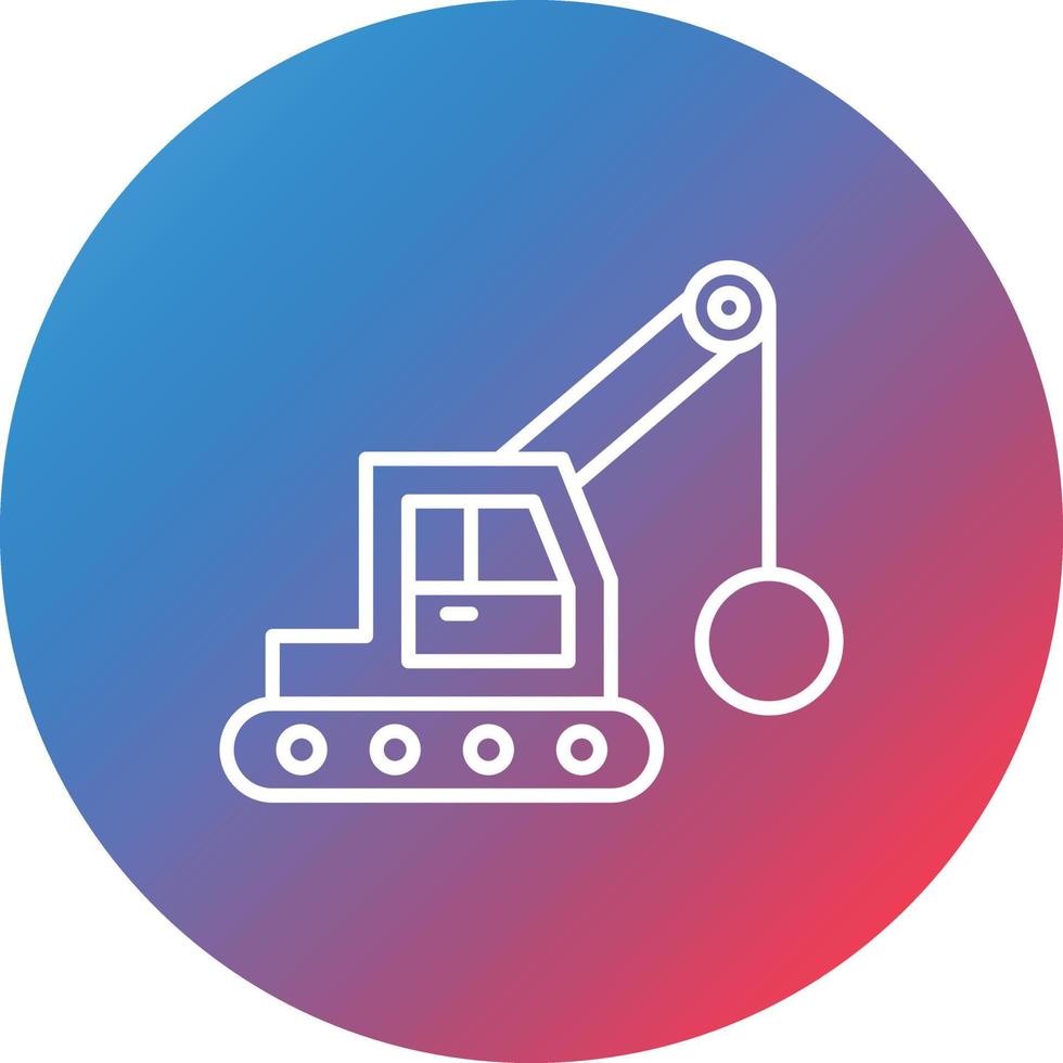 Demolition Crane Line Gradient Circle Background Icon vector