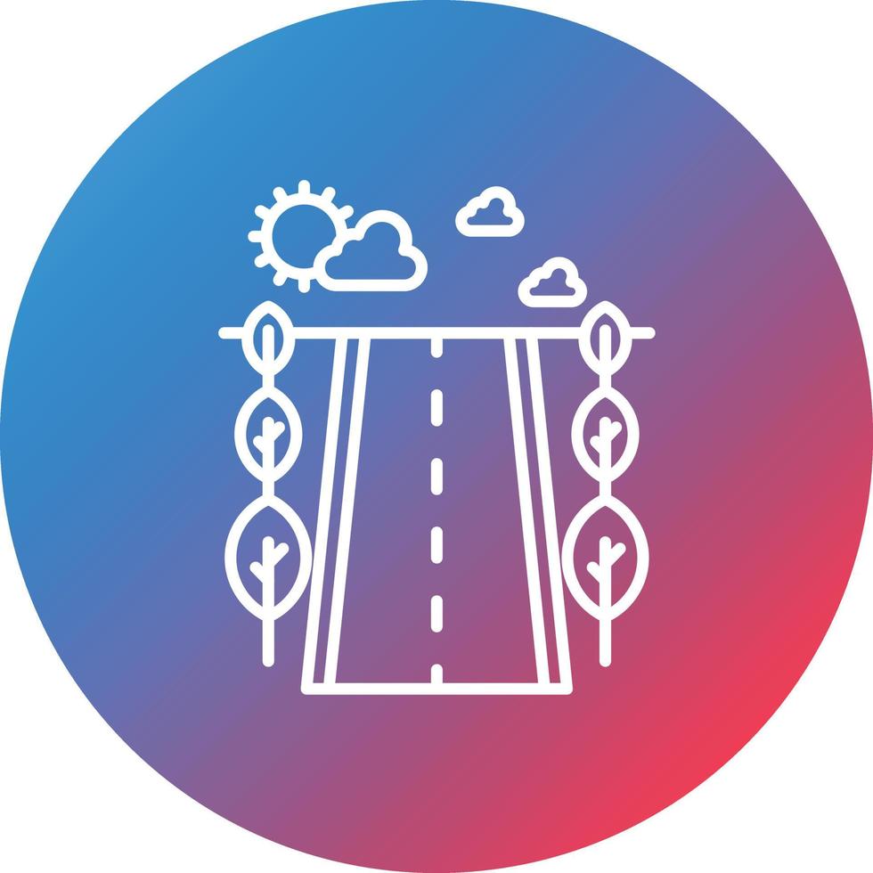Road Landscape Line Gradient Circle Background Icon vector