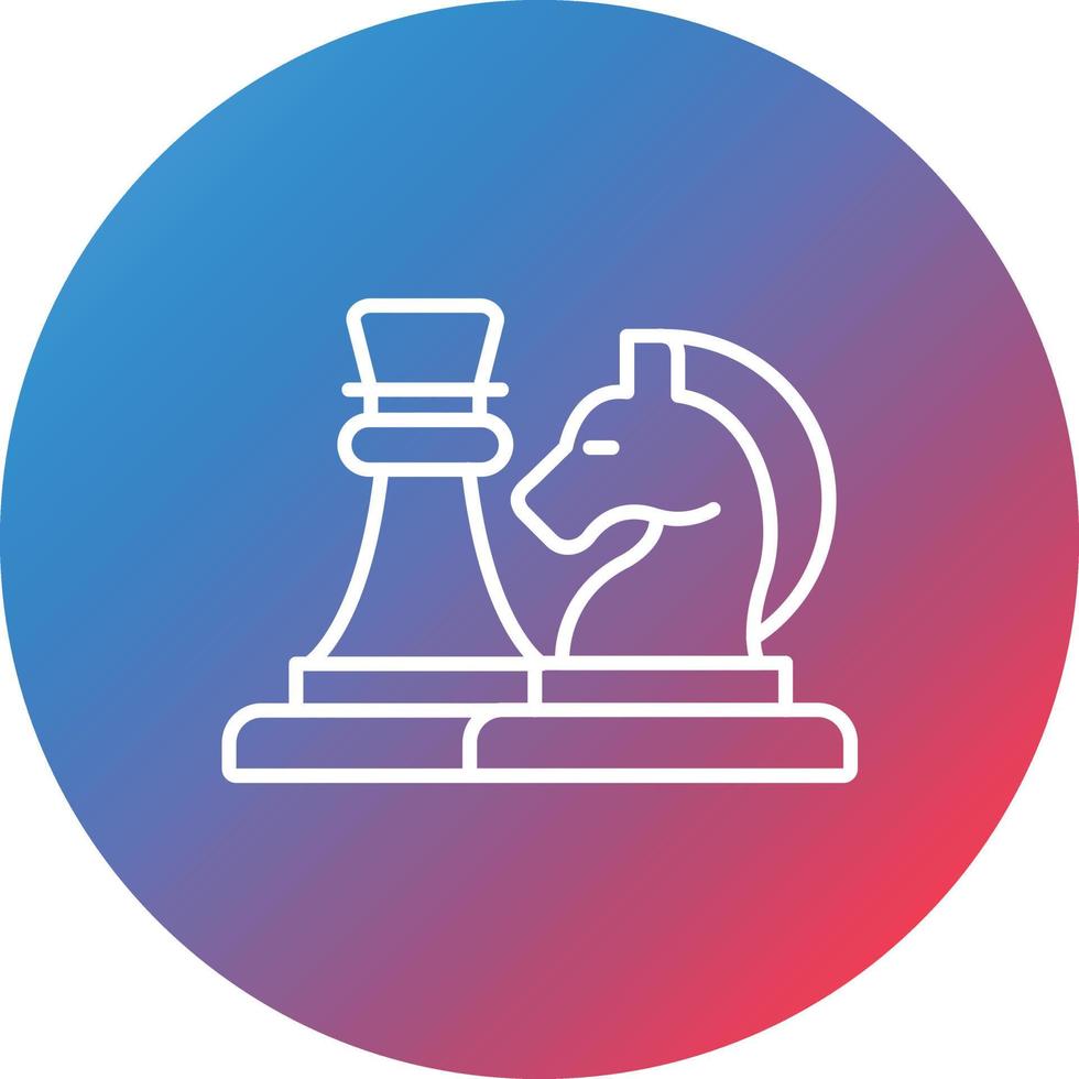 Chess Game Line Gradient Circle Background Icon vector