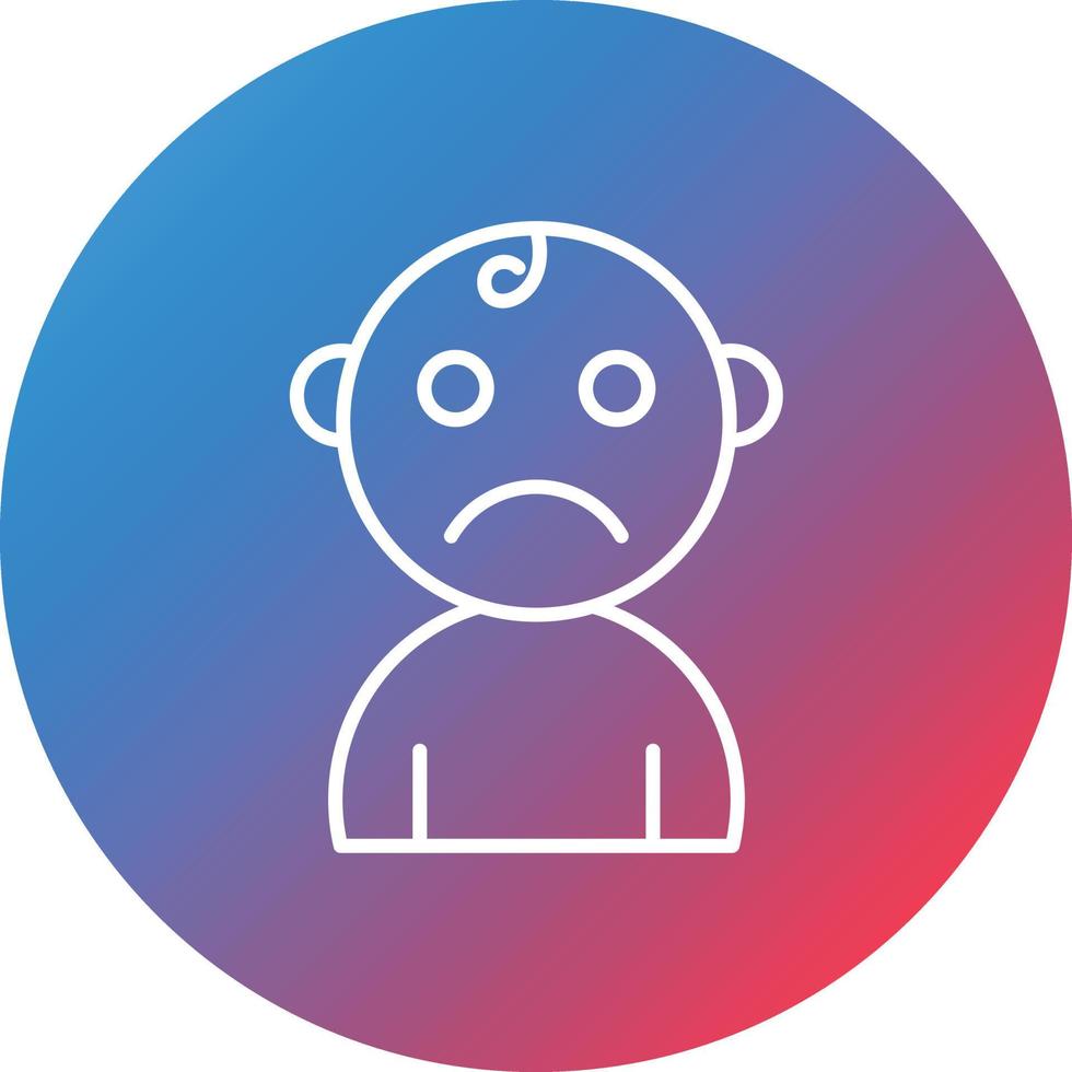 Sad Baby Line Gradient Circle Background Icon vector