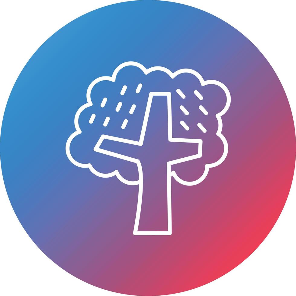 Autumn Tree Line Gradient Circle Background Icon vector