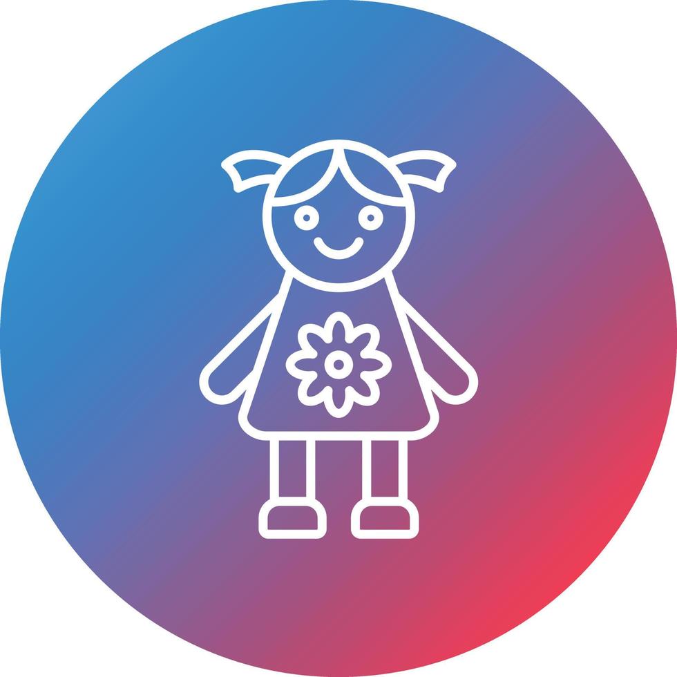 Doll Line Gradient Circle Background Icon vector
