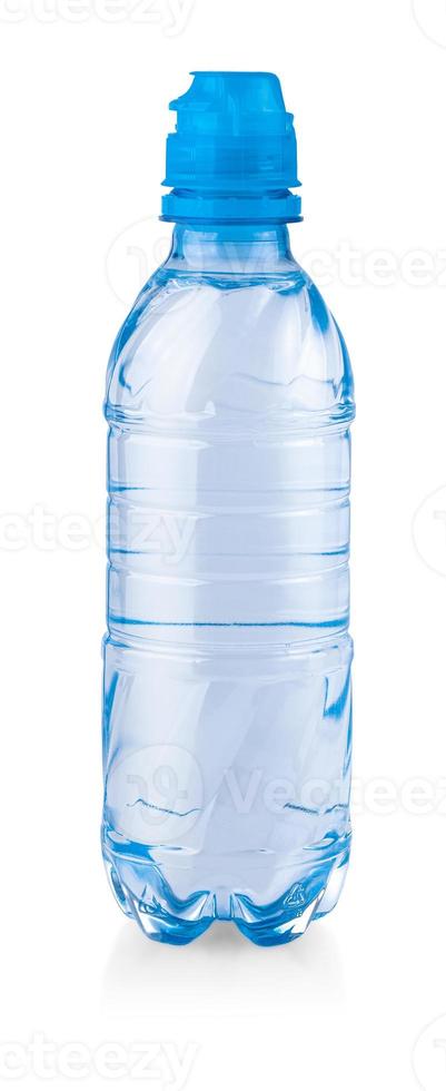 Plastic bottle of still healthy water isolated on white background photo