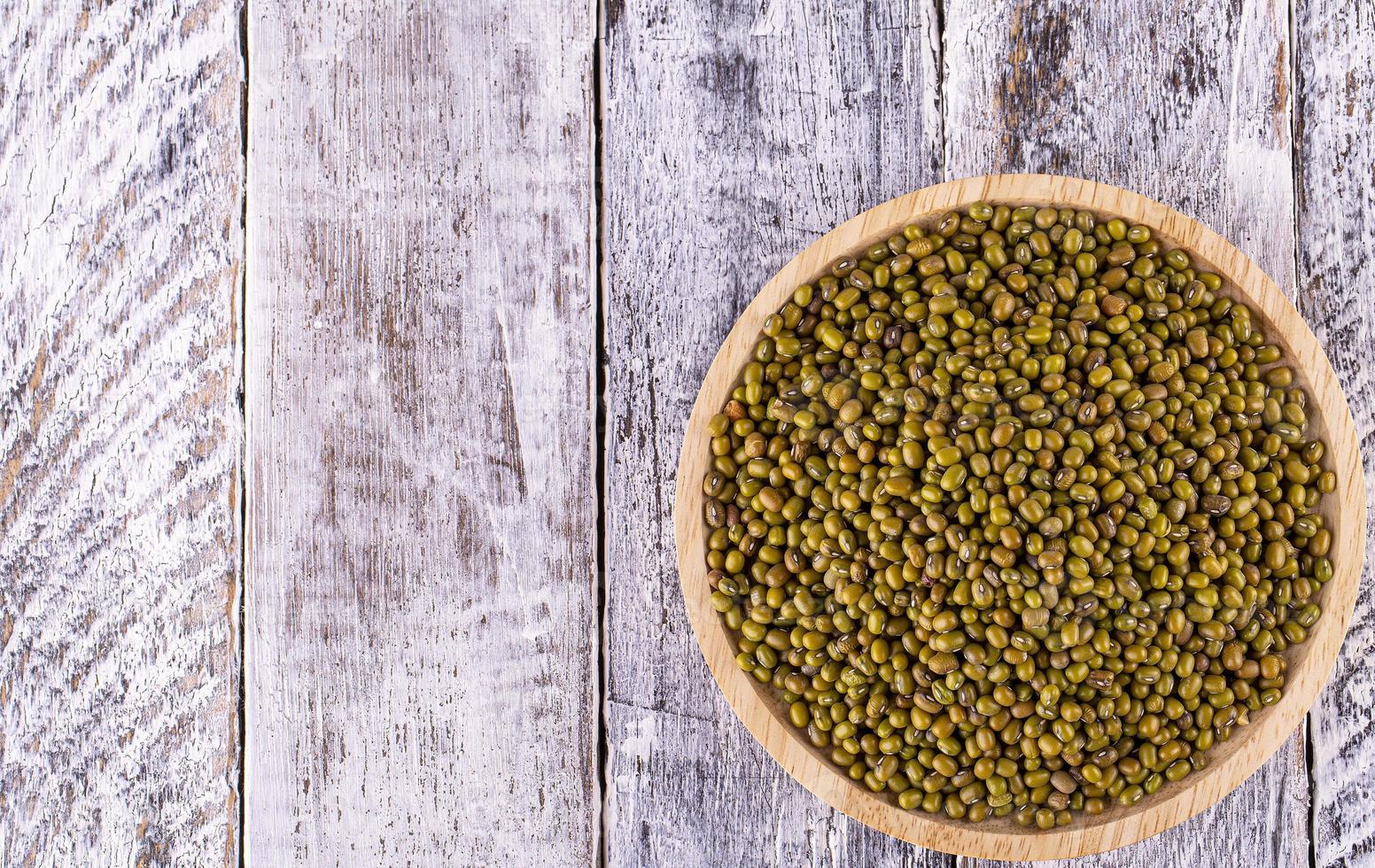 mash, vegetarians food in bowl on old wooden table photo