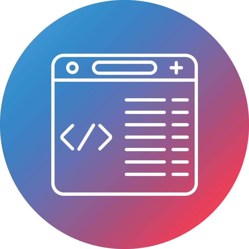 icono de fondo de círculo degradado de línea de programación vector