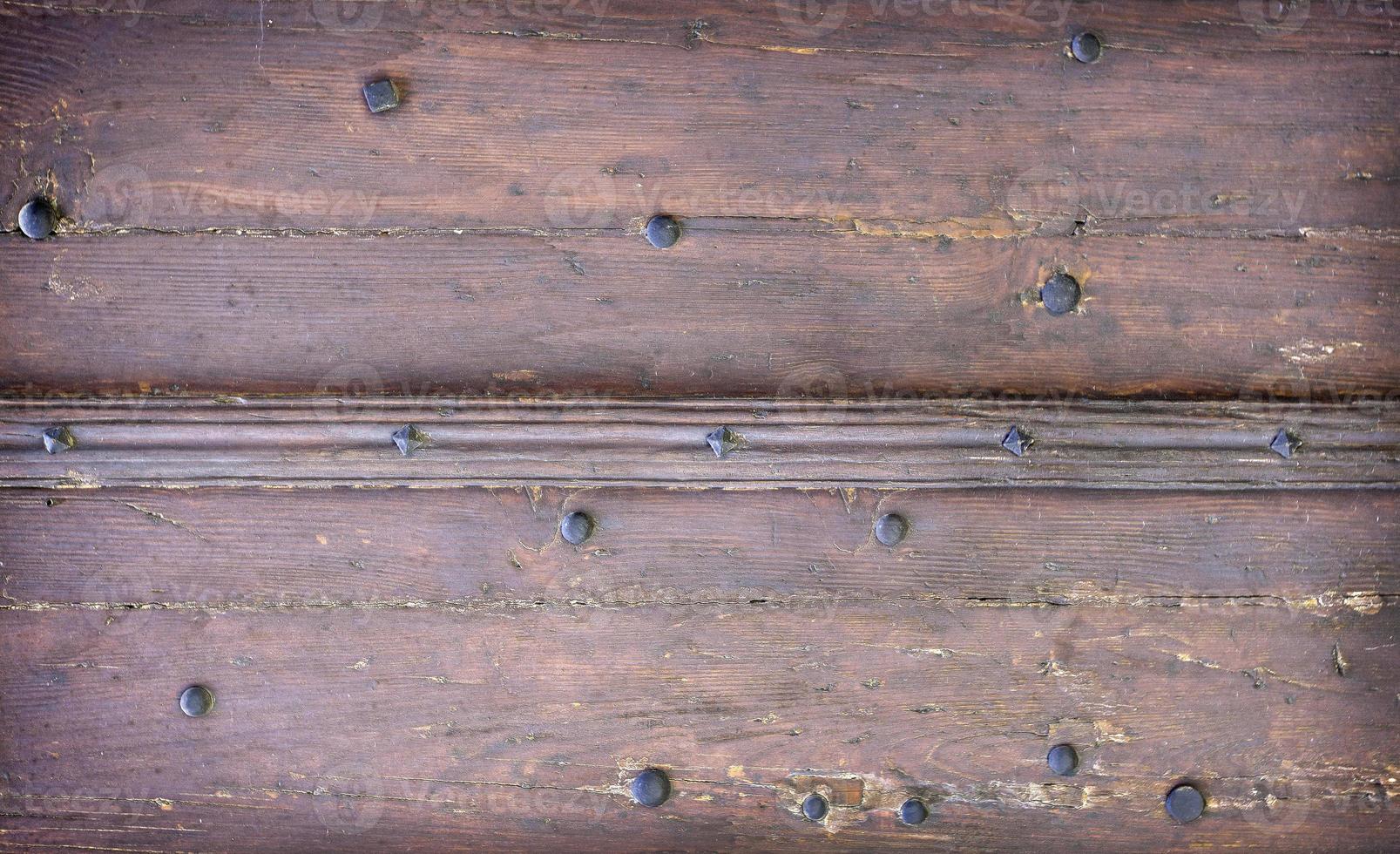 selective focus of old texture painted wooden boards. Close-up photo