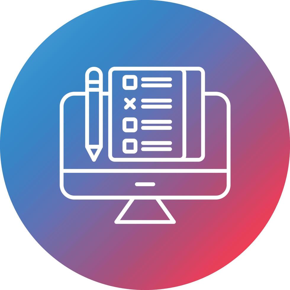Online Exam Line Gradient Circle Background Icon vector