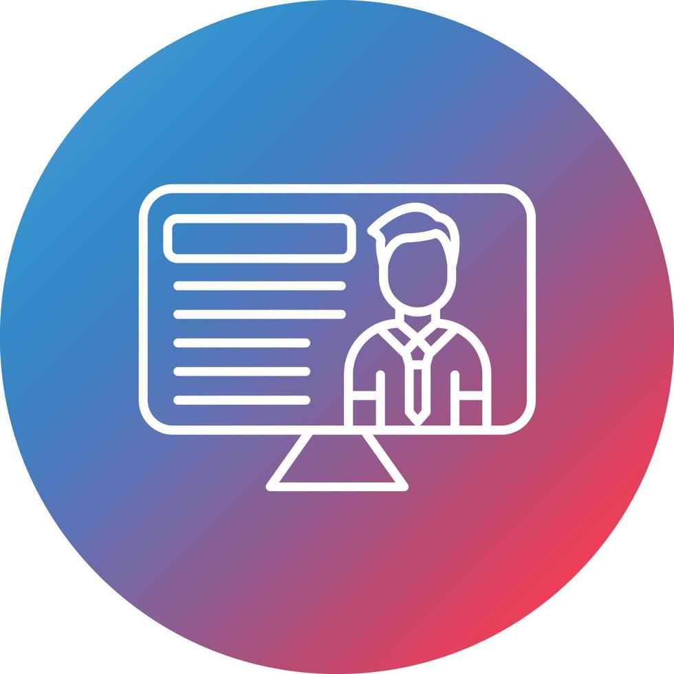 Online Lecture Line Gradient Circle Background Icon vector