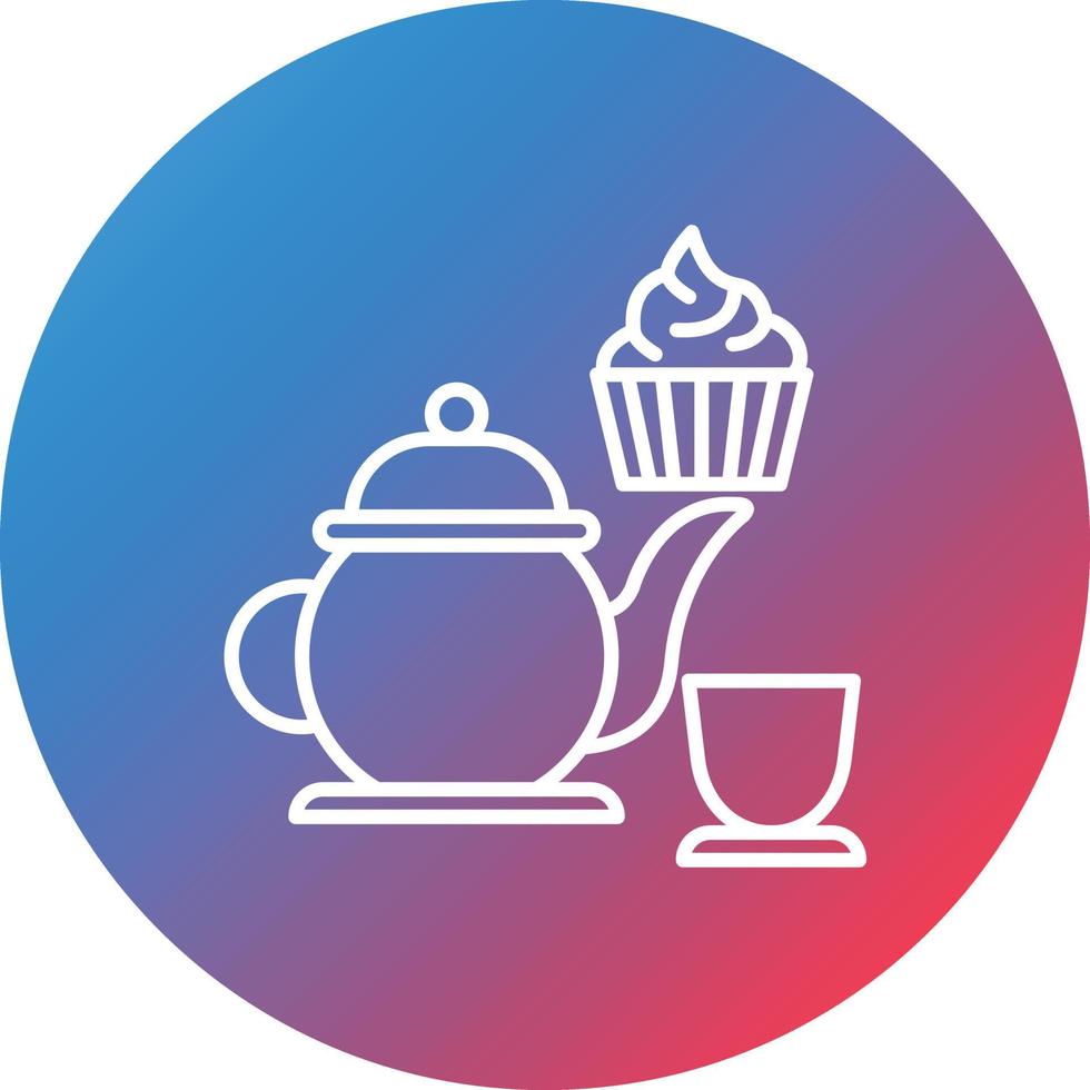 Afternoon Tea Line Gradient Circle Background Icon vector