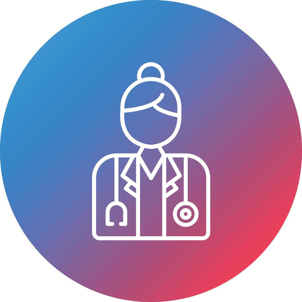 Female Doctor Line Gradient Circle Background Icon vector